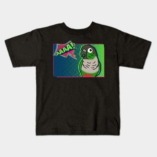 Screaming Green Cheeked Conure Comic Kids T-Shirt